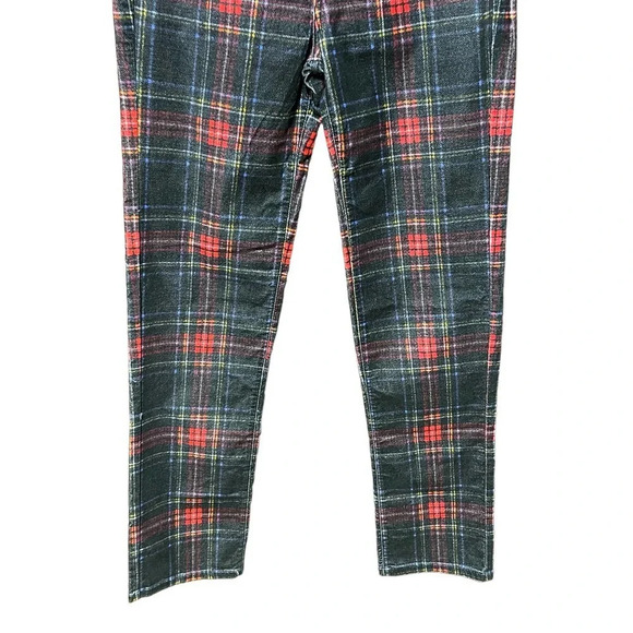 Pam & Gela Tartan‎ Plaid Slim Crop Pant Red Multi Size 25 - Picture 5 of 12
